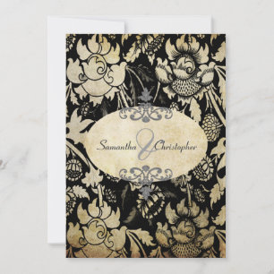 Roses Vintages Invitations Black + parchemin 5x7