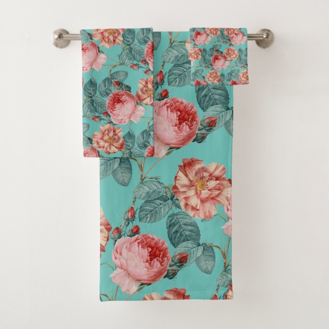 Roses Vintages romantiques sur Turquoise (En situation)