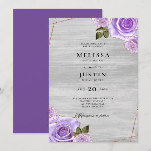 Roses violets et Faire-part de mariage en Parties
