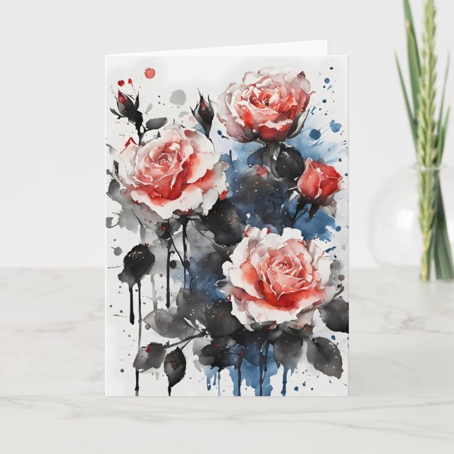 Roses - Watercolor flowers Card (Front)