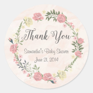 Roses Watercolor Round Stickers
