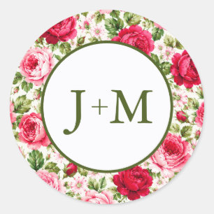Roses Wedding Classic Round Sticker