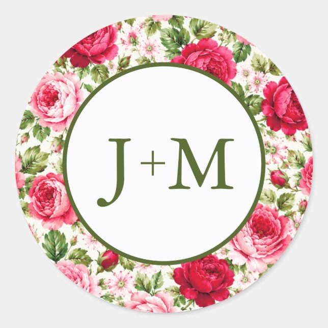Roses Wedding Classic Round Sticker (Front)