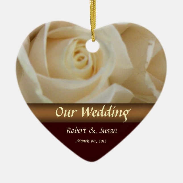 Roses Wedding Favour Keepsake Ceramic Ornament (Front)