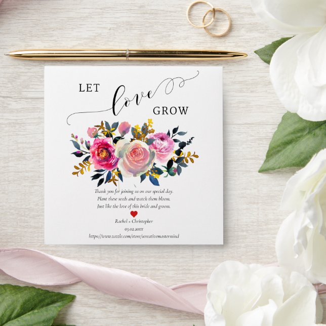 Roses Wedding Favours Let Love Grow Seed Packet   Envelope (Wedding)