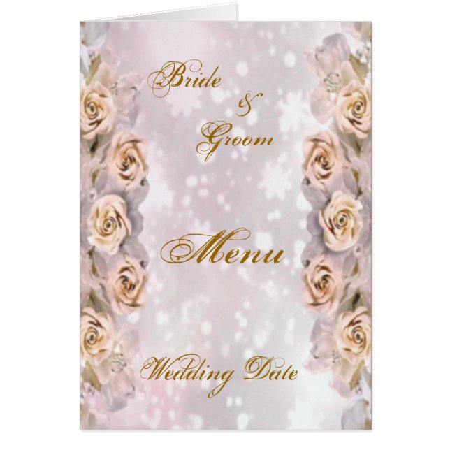 Roses Wedding Menu Shower Card (Front)