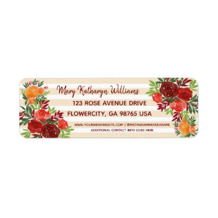 Roses Wedding showers d'aquarelle Adresse de retou