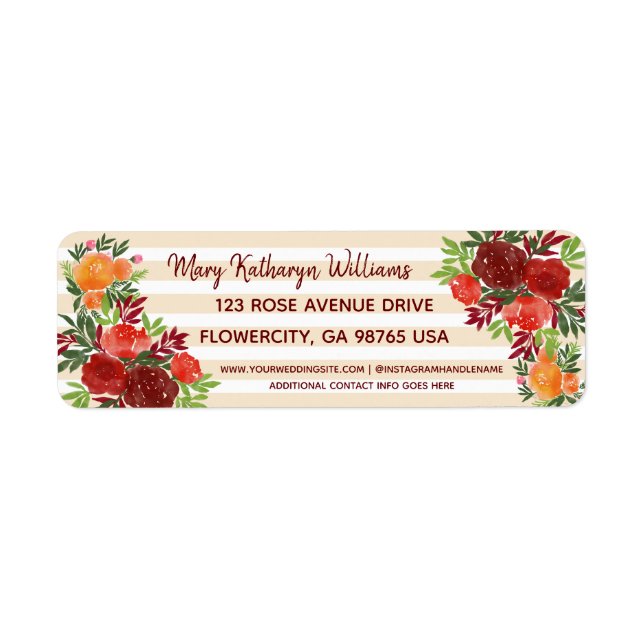 Roses Wedding showers d'aquarelle Adresse de retou (Devant)