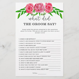 Roses What did the groom say bridal game