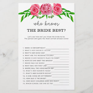Roses Who knows the bride best game