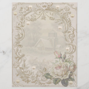 Roses & Winter Scene With Pearls