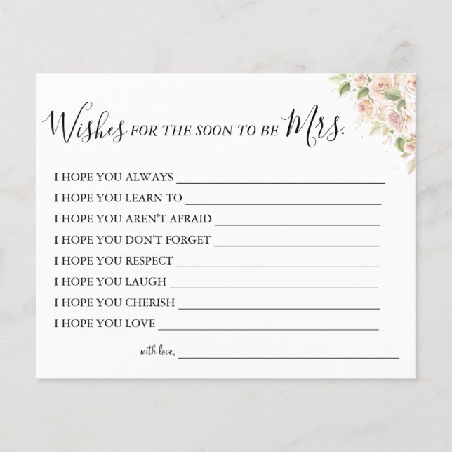 Roses Wishes for the Soon to be Mrs card Flyer (Front)