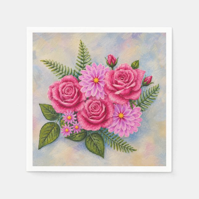 Roses with Dahlias  Napkin (Front)