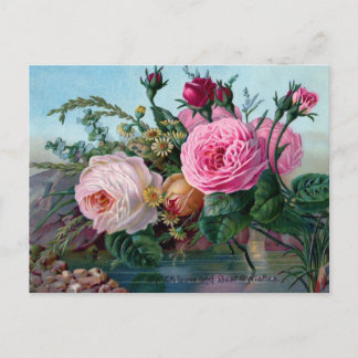 Roses "With Love and Best Wishes" Postcard
