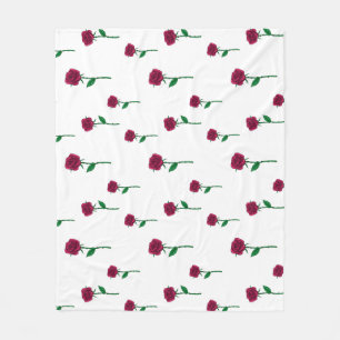 Roses with stem romantic Valentine's Day design Fleece Blanket