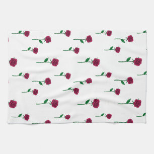 Roses with stem romantic Valentine's Day design Kitchen Towel