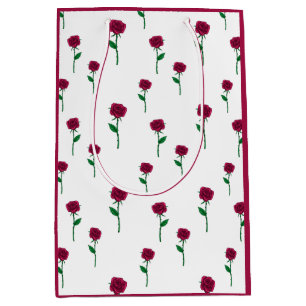 Roses with stem romantic Valentine's Day design Medium Gift Bag