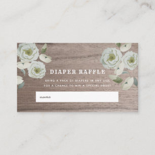 Roses & Wood Baby Shower Diaper Raffele Ticket Enclosure Card