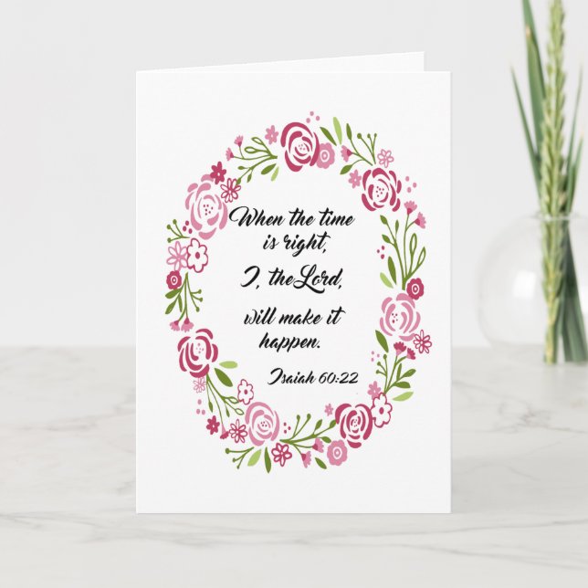 Roses Wreath Floral Scripture Isaiah 60:22 Holiday Card (Front)