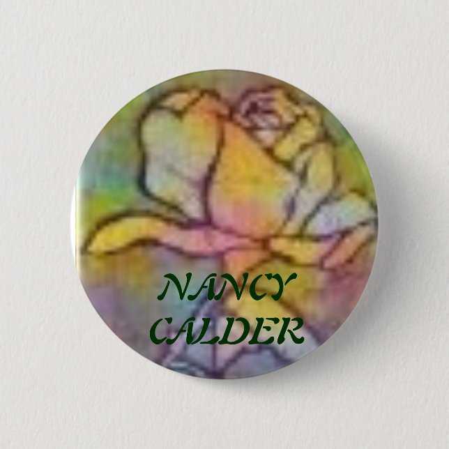 rosestainglass, NANCYCALDER 2 Inch Round Button (Front)