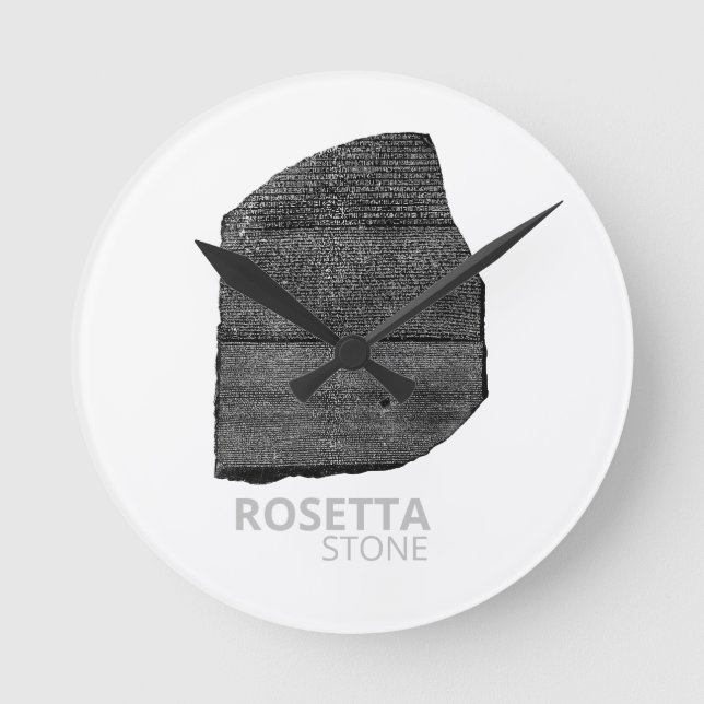 Rosetta Stone: Ancient Egyptian Hieroglyph Round Clock (Front)