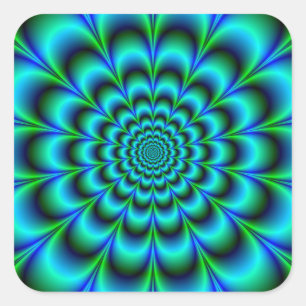 Rosette in Turquoise Green and Blue Square Sticker