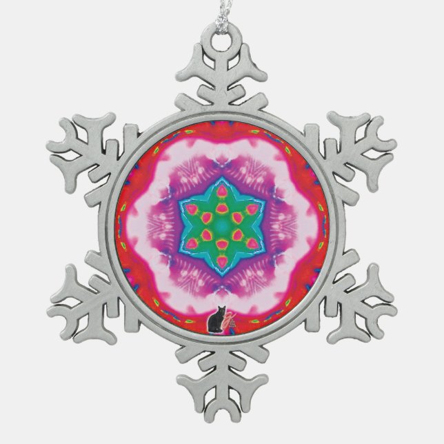 Rosette Kaleidoscope Ornement de flocon de neige (Devant)