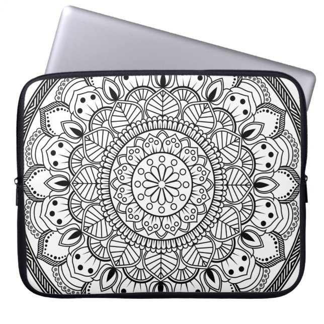 Rosette mandala ornament wallpaper laptop sleeve (Front)