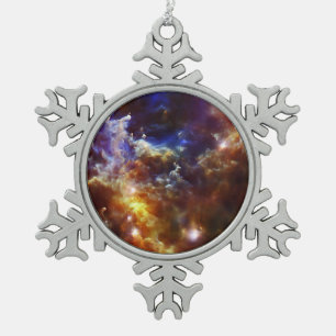 Rosette Nebula's Stellar Nursery Snowflake Pewter Christmas Ornament