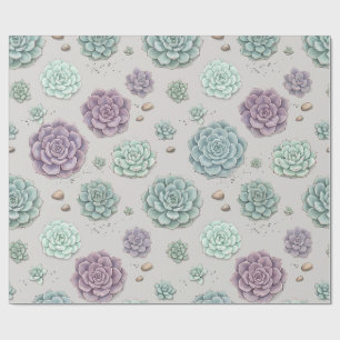 Rosette Succulent Botanical Wrapping Paper
