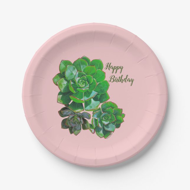Rosette Succulents Paper Plates (Front)
