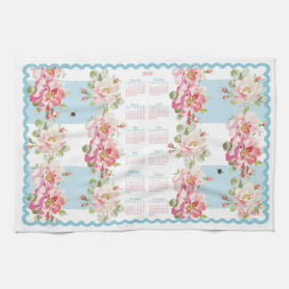 Rosewitha aqua stripe 2018 calendar kitchen towel