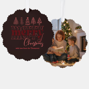 Rosewood Chic Scribbles Merry Christmas Keepsake Ornament Card