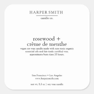 Rosewood & Crème de Menthe Matte Candle Étiquette