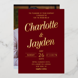Rosewood Elegant Foil Script Photo Wedding