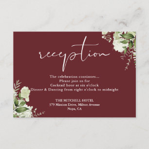 Rosewood Pink Greenery Script Wedding Reception Enclosure Card