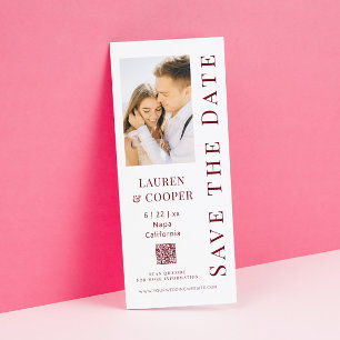 Rosewood Red Photo QR Code Modern Wedding Save The Date
