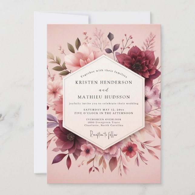 Rosewood Romantic Bloom Wedding Invitation (Front)