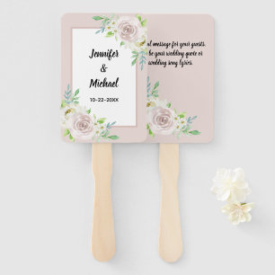 Rosewood Soft Mauve Floral Watercolor Rose Wedding Hand Fan