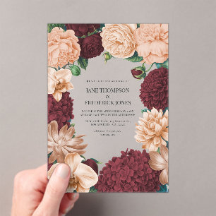 Rosewood, Terracotta Blush & Apricot Silk Wedding Acrylic Invitations