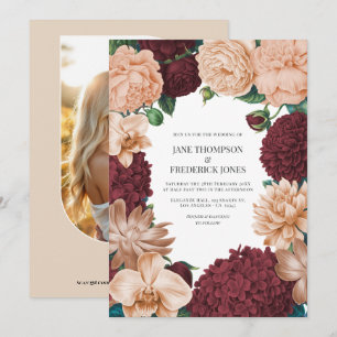 Rosewood, Terracotta Blush & Apricot Silk Wedding Invitation