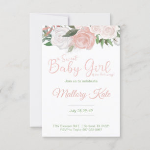 Rosey Baby girl baby shower invitation