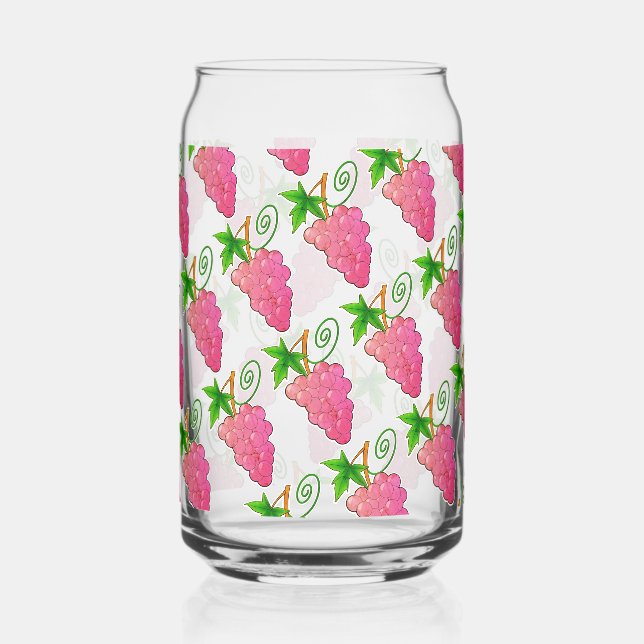 Rosey Grape Bunches Can Glass (Front)