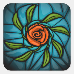 Rosey Mosaic Square Sticker