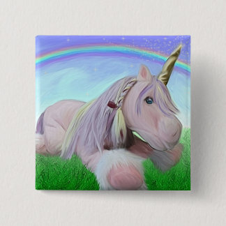 Rosey the unicorn 2 inch square button