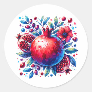 Rosh Hashana Water colour Pomegranate  Classic Round Sticker