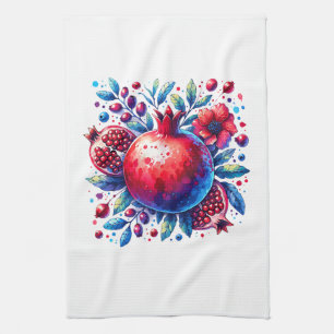 Rosh Hashana Water colour Pomegranate  Kitchen Towel