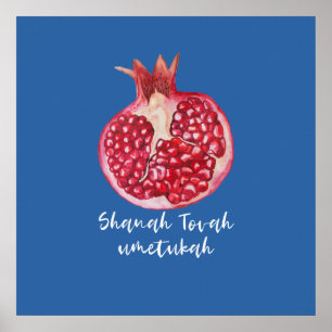 Rosh HaShana Wishes for a Good Year w. Pomegranate Poster