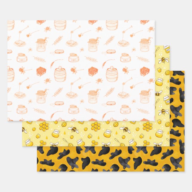 Rosh Hashanah 3 Stylish Festive Elegant Holiday Wrapping Paper Sheet (Set)