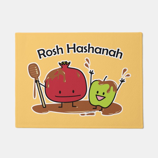 Rosh Hashanah apple pomegranate honey Jewish new Doormat (Front)